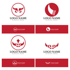 Fototapeta premium Devil horn vector icon logo design illustration template