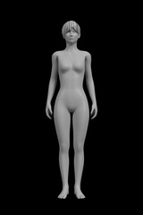 Fototapeta premium Woman, Human Female Body, 3D, isolated on Black background