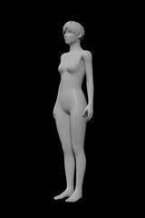 Woman, Human Female Body, 3D, isolated on Black background