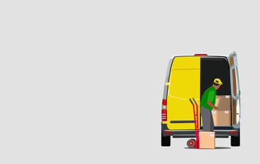 Man at work. Delivery and logistic parcel to customer. Service orientation. Vector illustration - 517441841