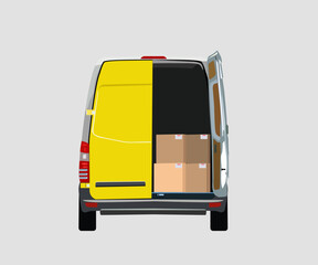 Delivery and logistic parcel van. Delivery to customer. Vector illustration - 517441846