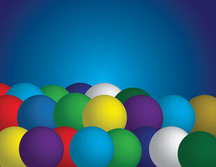 Illustrations and clipart. Abstract Image. Tons of colorful balls inside the blue container.