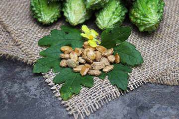 Raw Bitter melon with seed