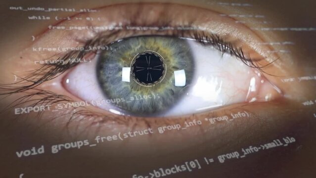 Futuristic developer with code hologram. High quality 4k footage