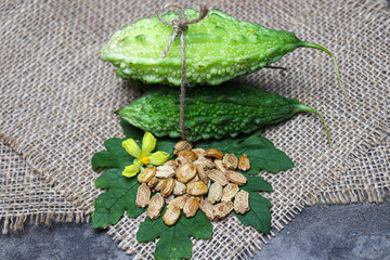 Raw Bitter melon with seed