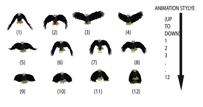 Image sequence of  Eagle for animation.