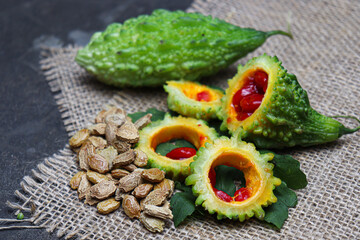 Ripe Bitter melon with seed