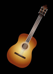 Fototapeta na wymiar schöne Akustikgitarre in warmen Farbtönen