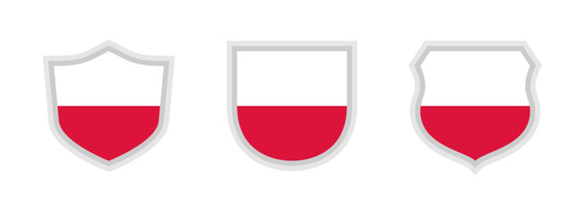 shields icon set with poland flag isolated on white background. vector illustration