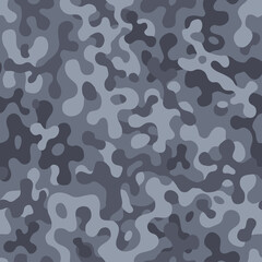 Camouflage pattern. Seamless background. Splashes masking camo repeat print. Grey black and white. Vector military wallpaper