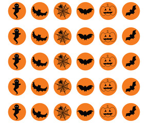 halloween bat ghost pumpkin web with spider