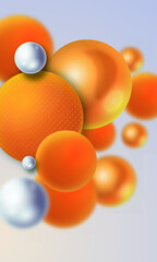 3d orange and silver ball wallpaper