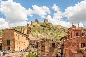 Fototapeta na wymiar View at Albarracin town with city wall - Spain