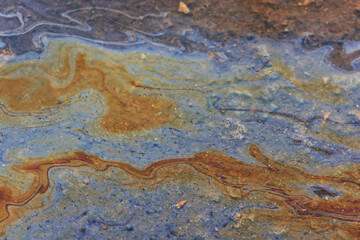multicolored spot gasoline abstract background, abstract oil spill on water