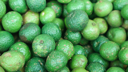 close up photo of kaffir lime, In Indonesia calles (Jeruk purut)