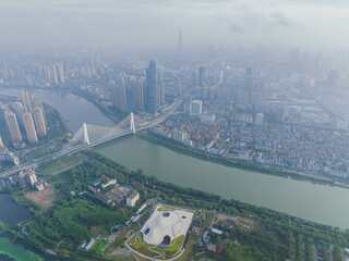 Fototapeta premium Hubei Wuhan Summer Urban Skyline Aerial photography scenery