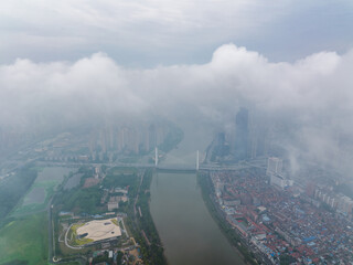 Hubei Wuhan Summer Urban Skyline Aerial photography scenery