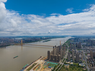 Hubei Wuhan Summer Urban Skyline Aerial photography scenery