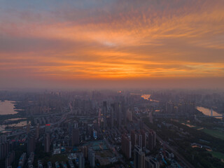 Fototapeta premium Hubei Wuhan Summer Urban Skyline Aerial photography scenery
