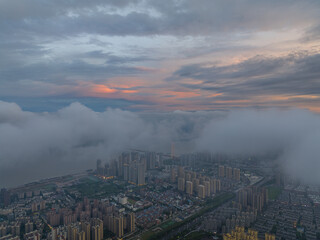 Hubei Wuhan Summer Urban Skyline Aerial photography scenery