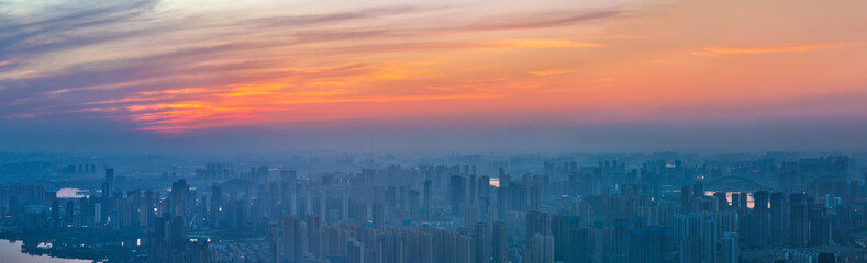 Hubei Wuhan Summer Urban Skyline Aerial photography scenery