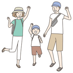 illustration of family going out together