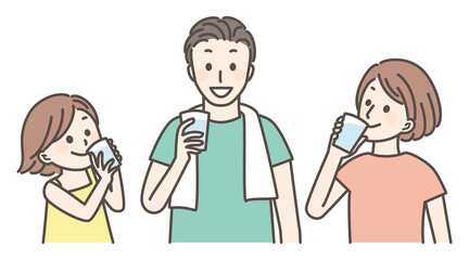 illustration of people drinking water