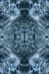 abstract graphics black blue fractal reflection symbol, design effect meditation background