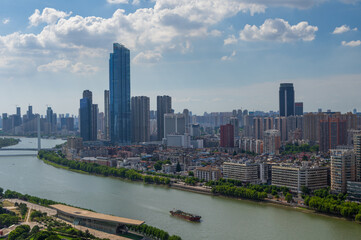 Fototapeta premium Hubei Wuhan Summer Urban Skyline Aerial photography scenery
