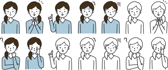 いろいろな表情とポーズの女性セット2