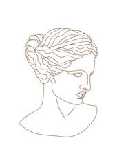 One line Ancient Greek goddess statue. Aphrodite or Venus ancient classical statue. Vector art for design of posters, clothes, logo, invitations. © CoCoArt_Ua