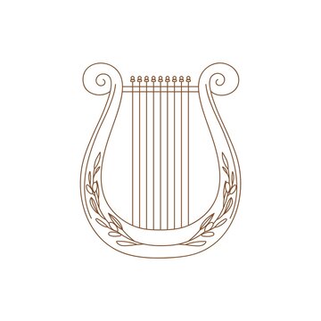 recommend clip art: Ancient lyre icon. Harp hand drawn musical instrument. Vector illustration.