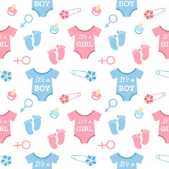 Girl or boy. Gender party. Seamless pattern for printing on fabric or paper.
