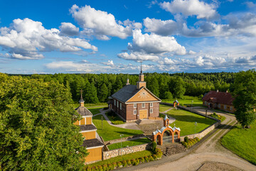 Aerial summer beautiful view of Labanoras Church, Lithuania