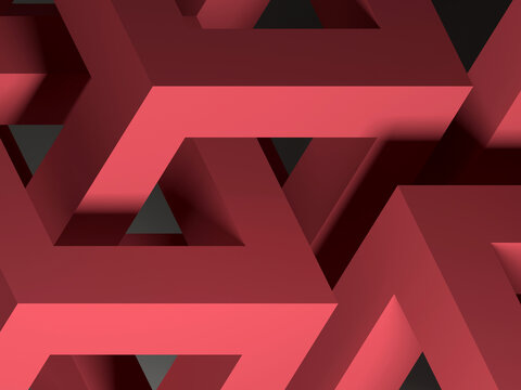 Abstract red low poly strucutres, 3d render