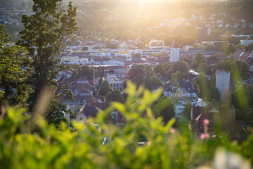 Spring sunset over the city of Ravensburg, Germany