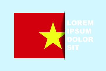 Half Vietnam flag vector with copy space, country flag with shadow style, horizontal slide effect, Vietnam icon design asset, text area, simple flat design