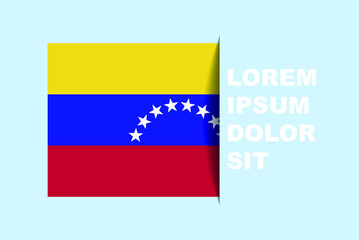 Half Venezuela flag vector with copy space, country flag with shadow style, horizontal slide effect, Venezuela icon design asset, text area, simple flat design