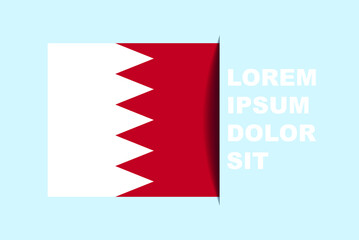 Half Bahrain flag vector with copy space, country flag with shadow style, horizontal slide effect, Bahrain icon design asset, text area, simple flat design