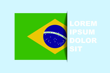 Half Brazil flag vector with copy space, country flag with shadow style, horizontal slide effect, Brazil icon design asset, text area, simple flat design