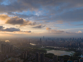 Fototapeta premium Hubei Wuhan Summer Urban Skyline Aerial photography scenery