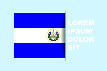 Half El Salvador flag vector with copy space, country flag with shadow style, horizontal slide effect, El Salvador icon design asset, text area, simple flat design