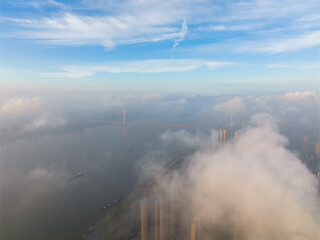 Fototapeta premium Hubei Wuhan Summer Urban Skyline Aerial photography scenery