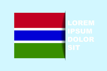 Half Gambia flag vector with copy space, country flag with shadow style, horizontal slide effect, Gambia icon design asset, text area, simple flat design