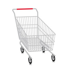 empty shopping cart side view  place on a white background for designing various shopping promotions,vector 3d isolated