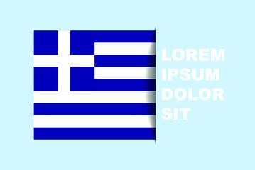 Half Greece flag vector with copy space, country flag with shadow style, horizontal slide effect, Greece icon design asset, text area, simple flat design