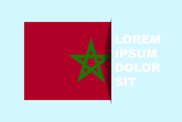 Half Morocco flag vector with copy space, country flag with shadow style, horizontal slide effect, Morocco icon design asset, text area, simple flat design