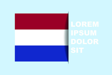 Half Netherlands flag vector with copy space, country flag with shadow style, horizontal slide effect, Netherlands icon design asset, text area, simple flat design