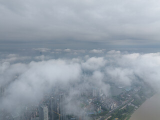 Hubei Wuhan Summer Urban Skyline Aerial photography scenery