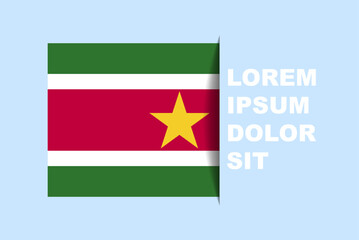 Half Suriname flag vector with copy space, country flag with shadow style, horizontal slide effect, Suriname icon design asset, text area, simple flat design